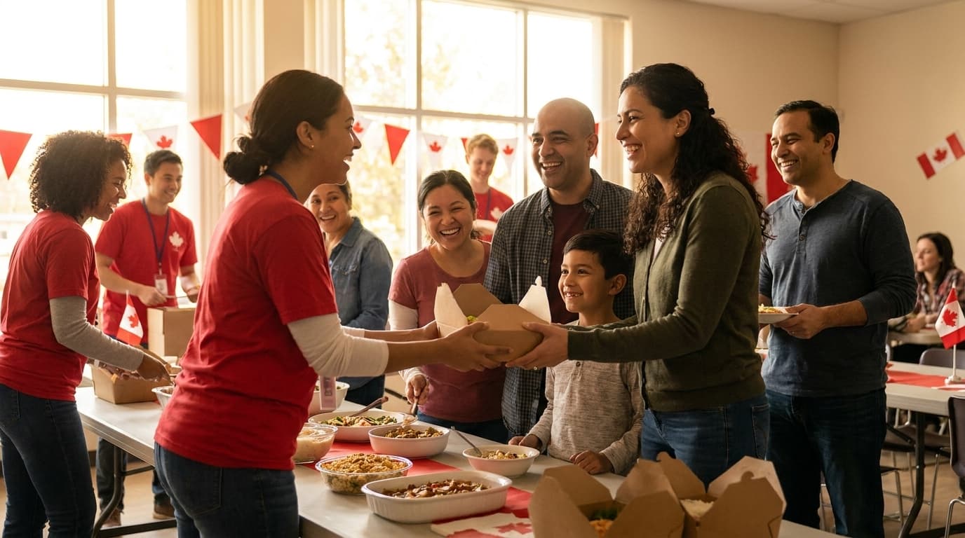 Volunteers and community members sharing food and support in northern Canada — iHelp Canadians